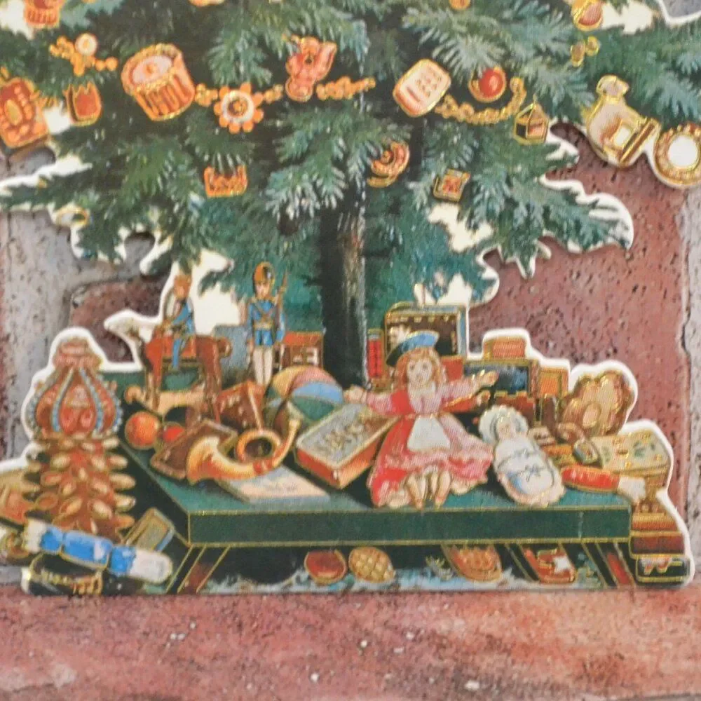 Set Of 6 Cardboard Die Cut Victorian Christmas Trees Ready To Hang 1 Santa Fan